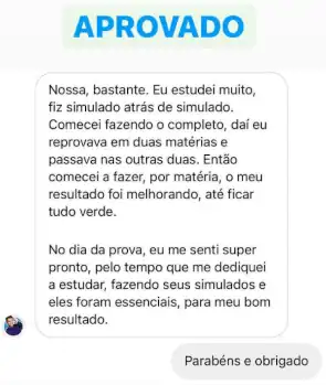 Depoimento de aluno aprovado