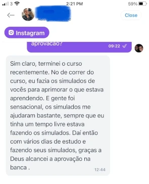 Depoimento de aluno aprovado