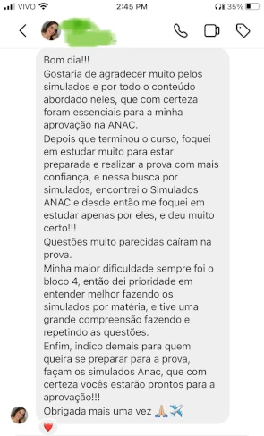 Depoimento de aluno aprovado