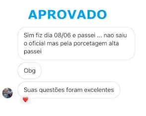 Depoimento de aluno aprovado